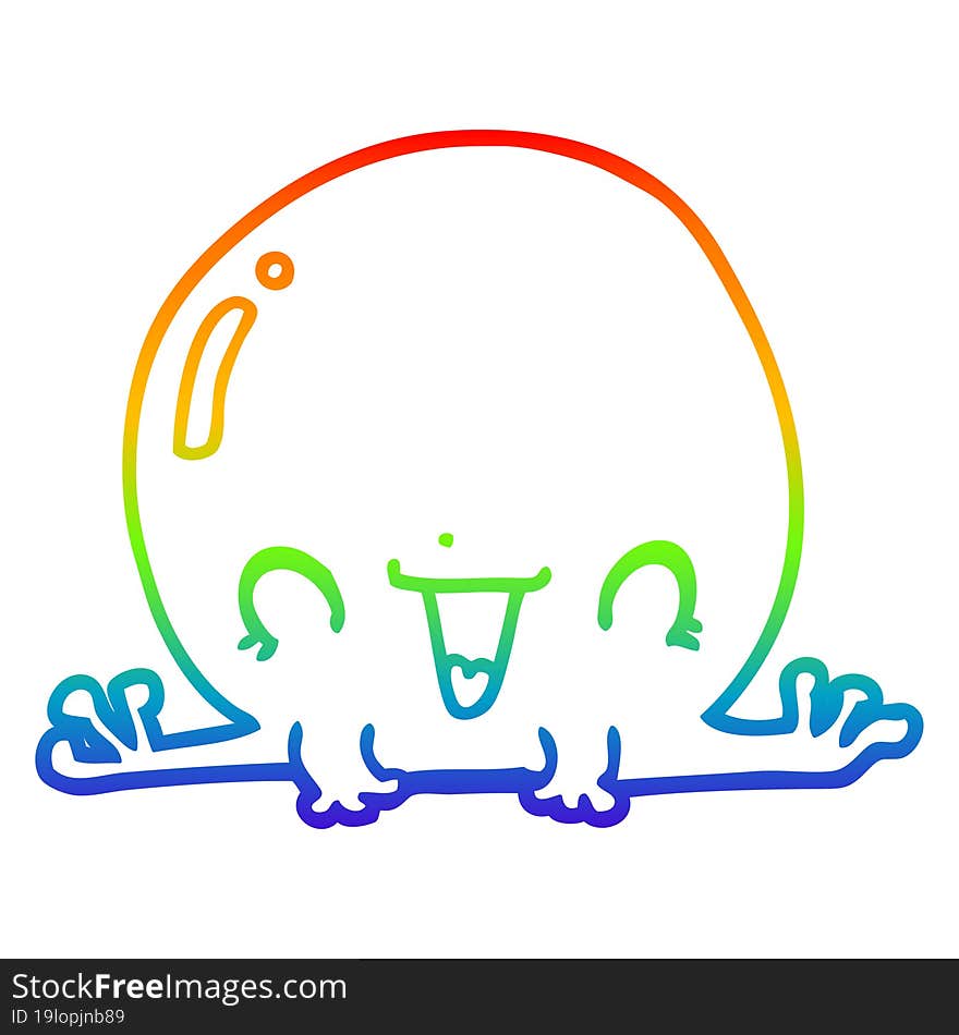 rainbow gradient line drawing of a cartoon frog