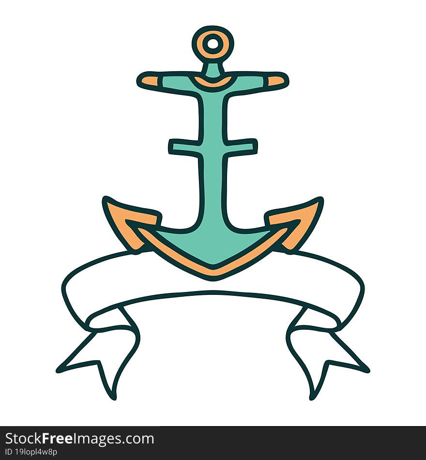 tattoo with banner of an anchor