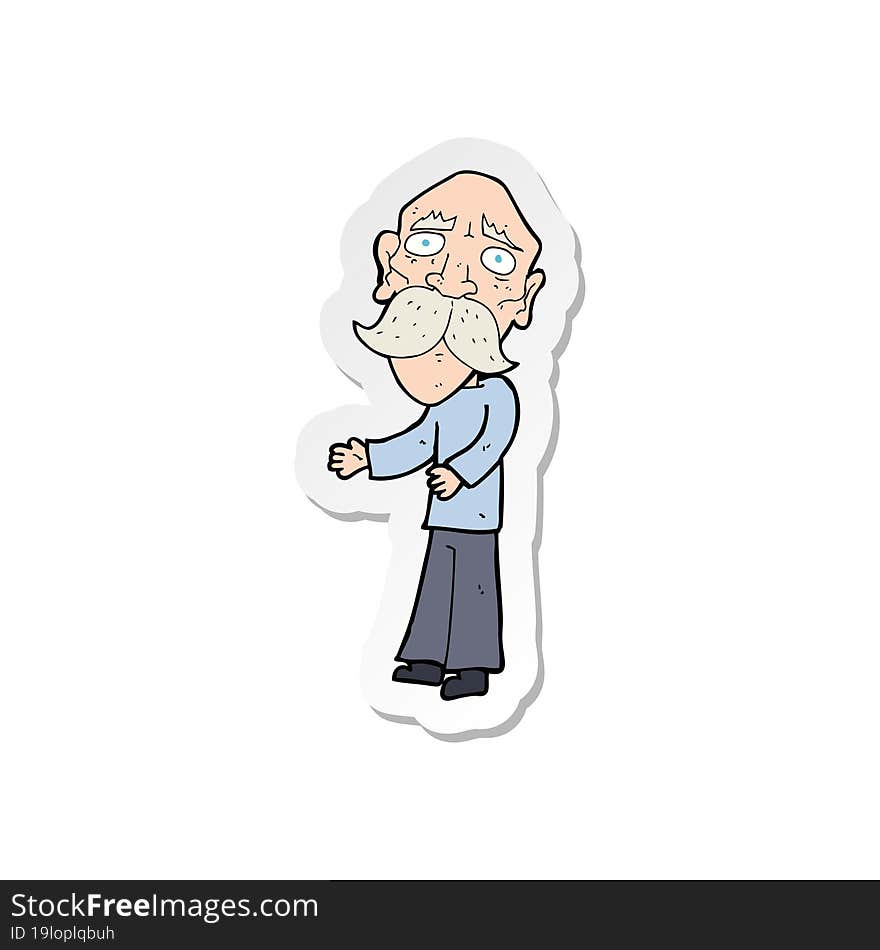 sticker of a cartoon lonely old man