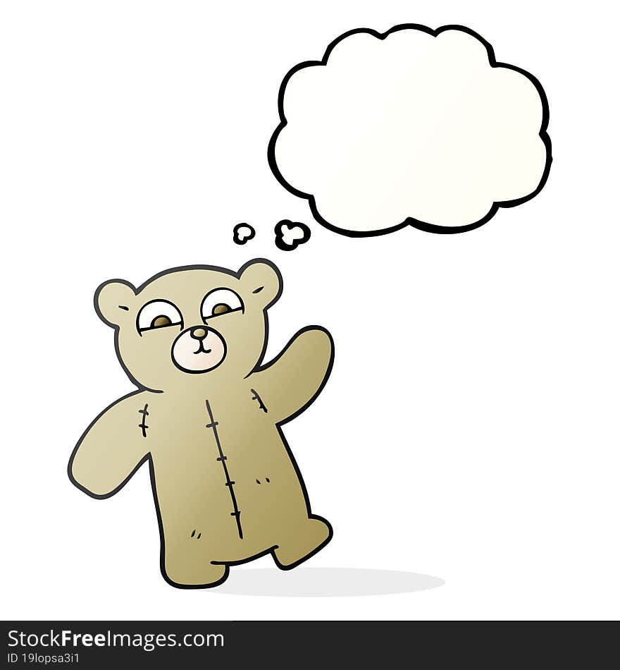 freehand drawn thought bubble cartoon teddy bear