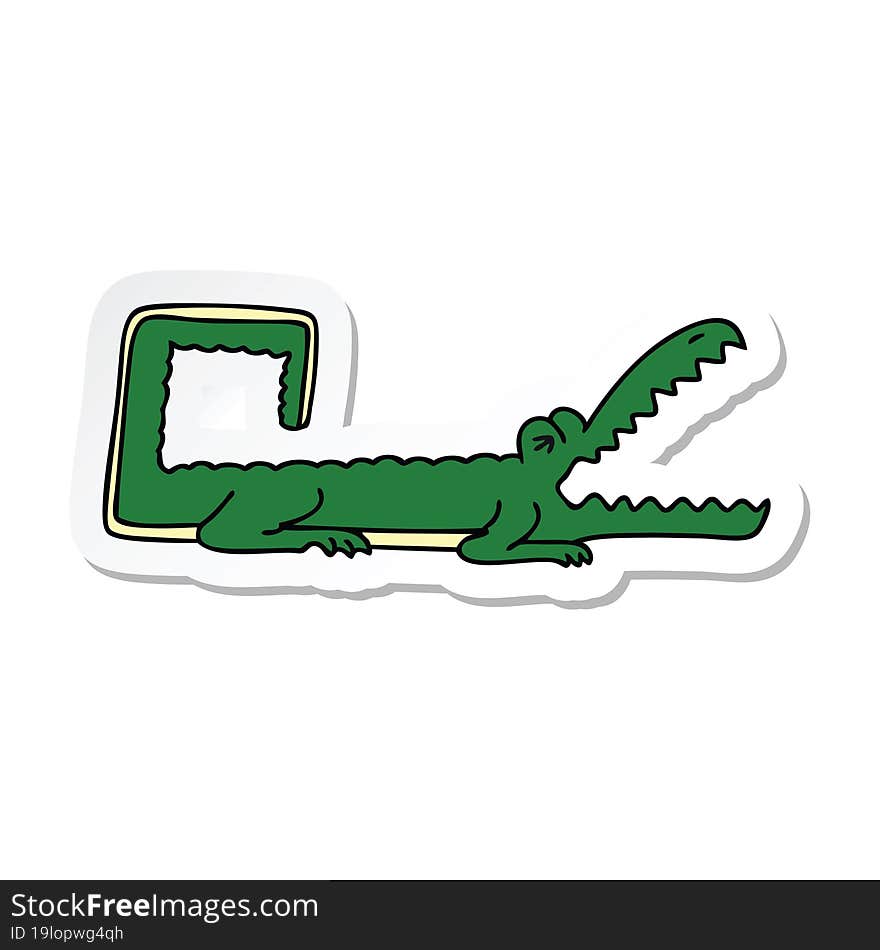 sticker of a quirky hand drawn cartoon crocodile