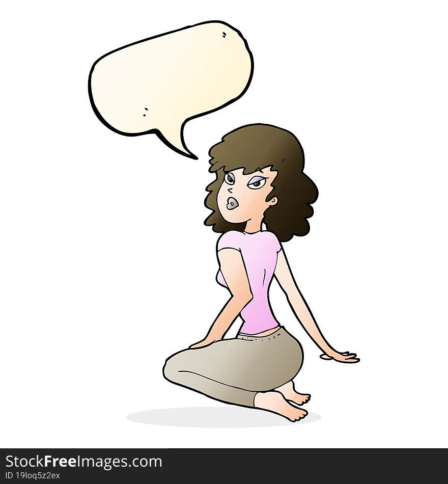 cartoon pretty woman with speech bubble