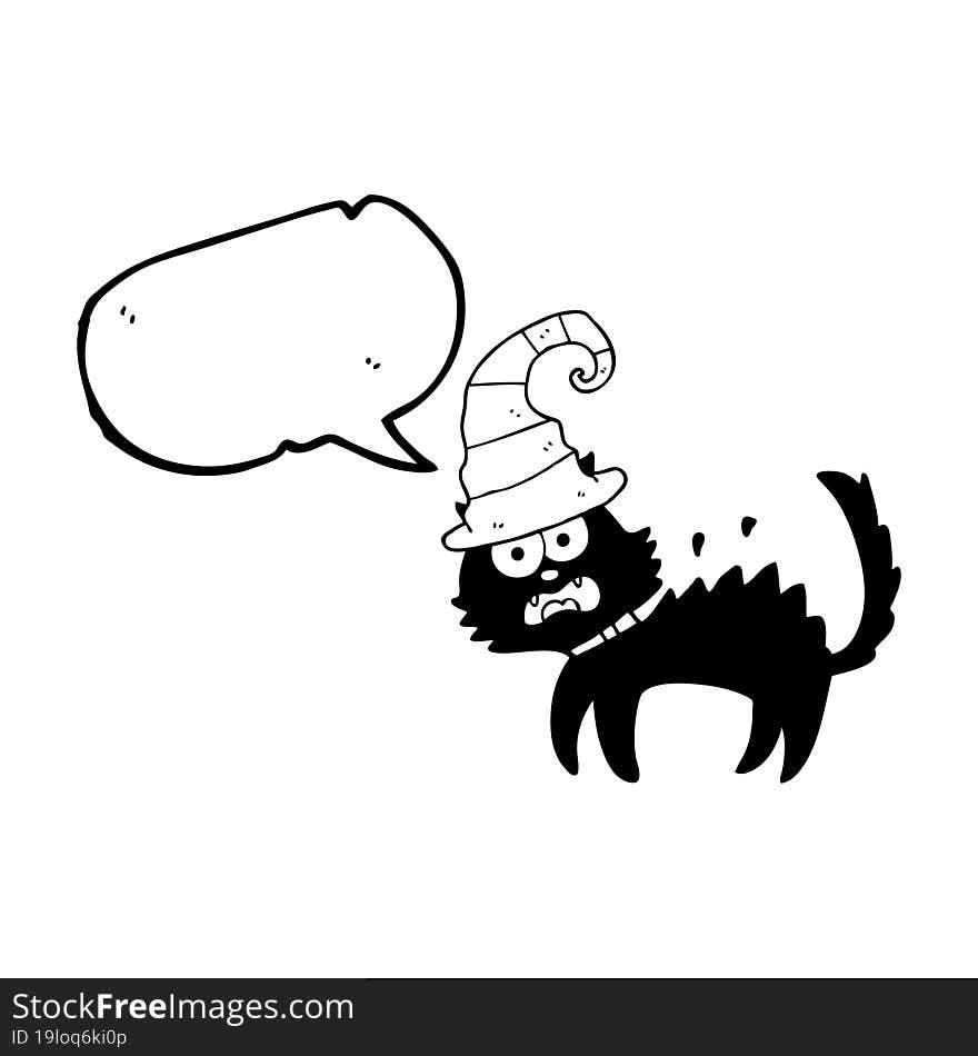 Speech Bubble Cartoon Scared Black Cat