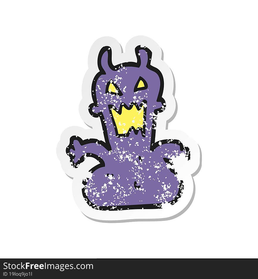 retro distressed sticker of a cartoon little alien