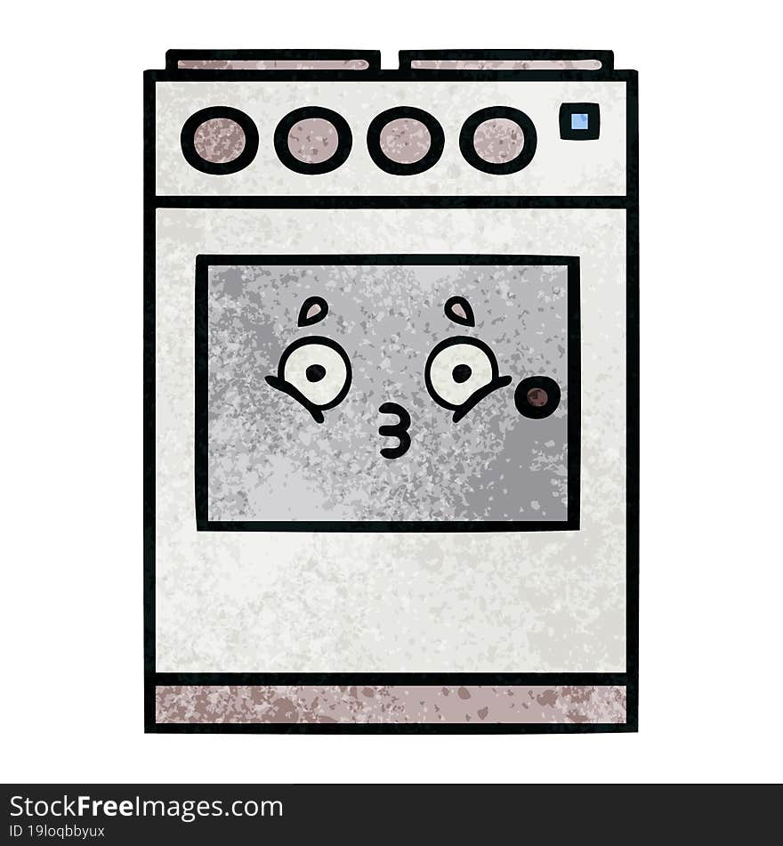 retro grunge texture cartoon of a kitchen oven