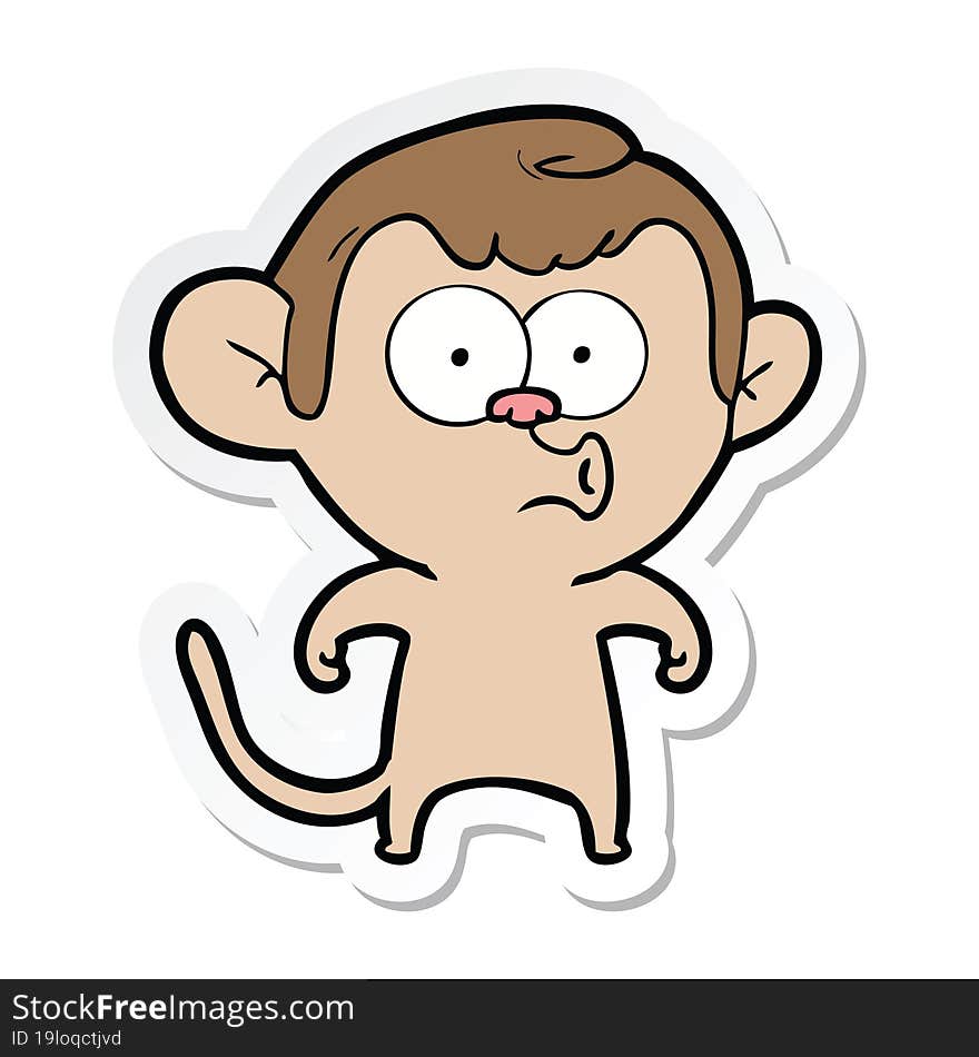 sticker of a cartoon hooting monkey