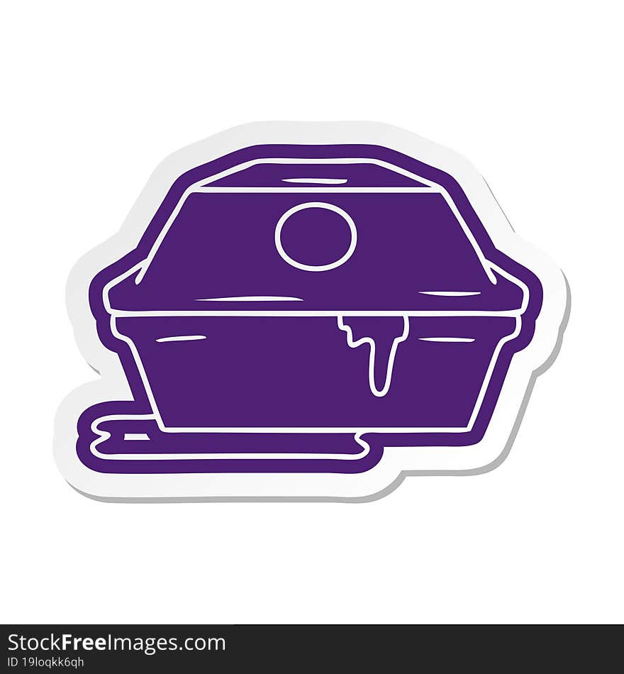 Cartoon Sticker Of A Fast Food Burger Container