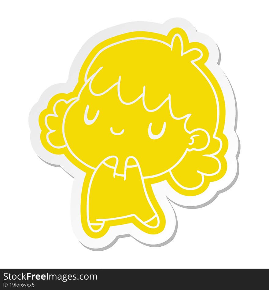 cartoon sticker of a cute kawaii girl