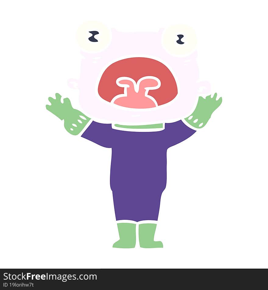 Flat Color Style Cartoon Weird Alien Communicating