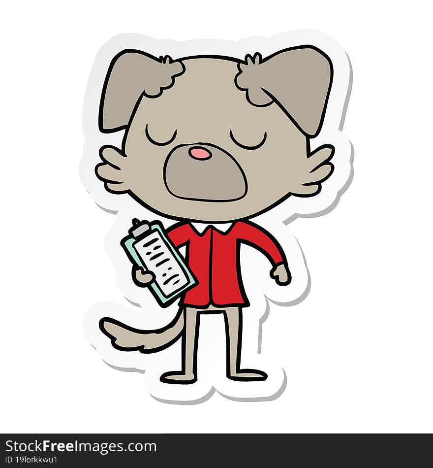 sticker of a cartoon dog manager