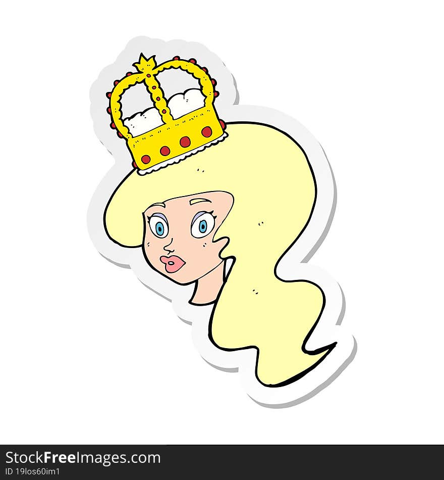 sticker of a cartoon person wearing crown