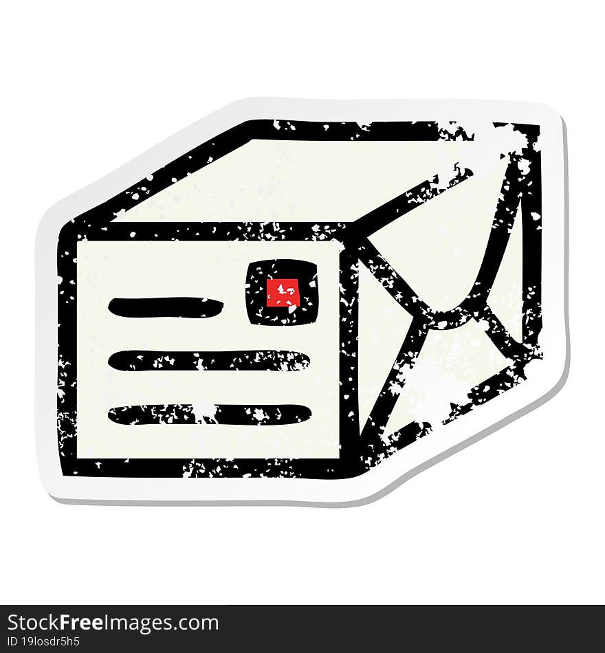 distressed sticker of a cute cartoon paper parcel