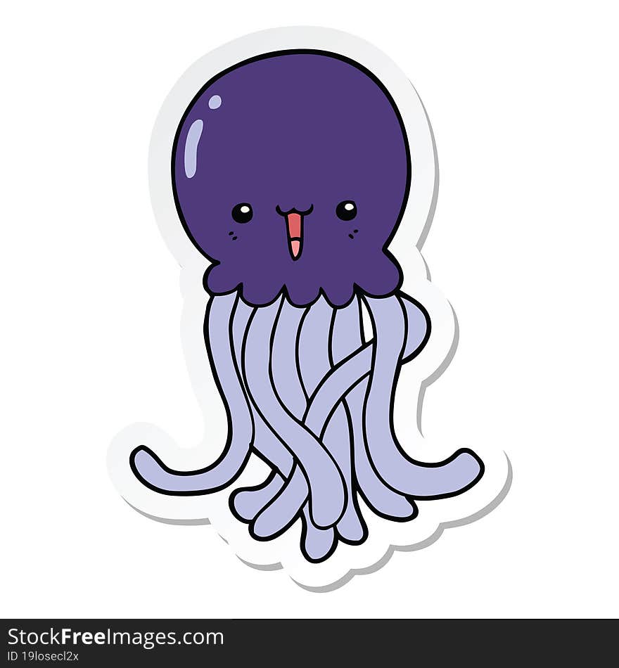 sticker of a cartoon jellyfish