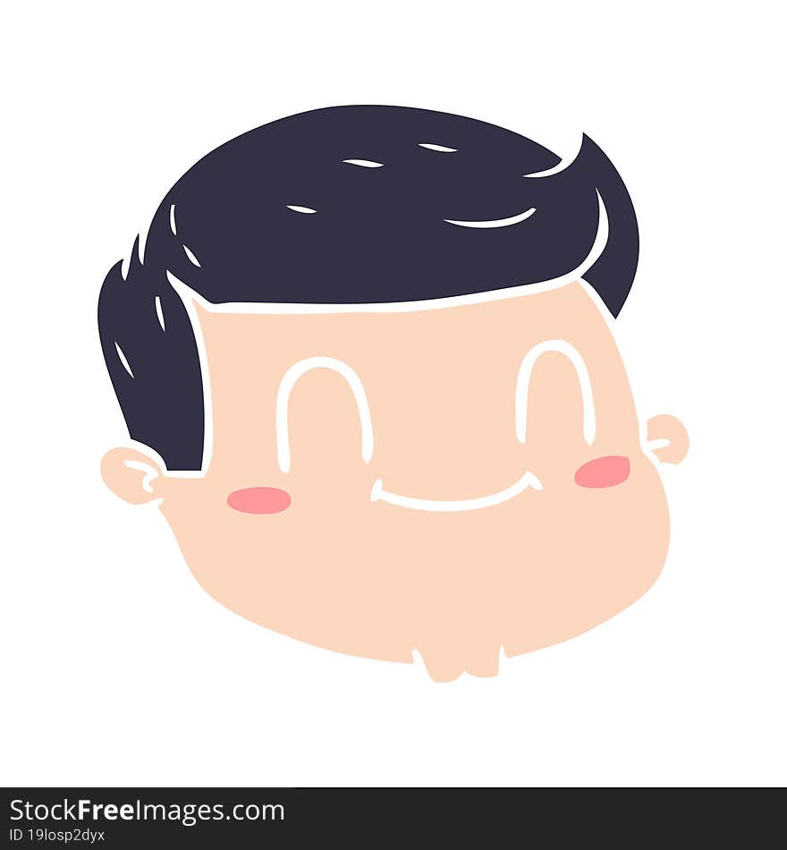 Flat Color Style Cartoon Male Face