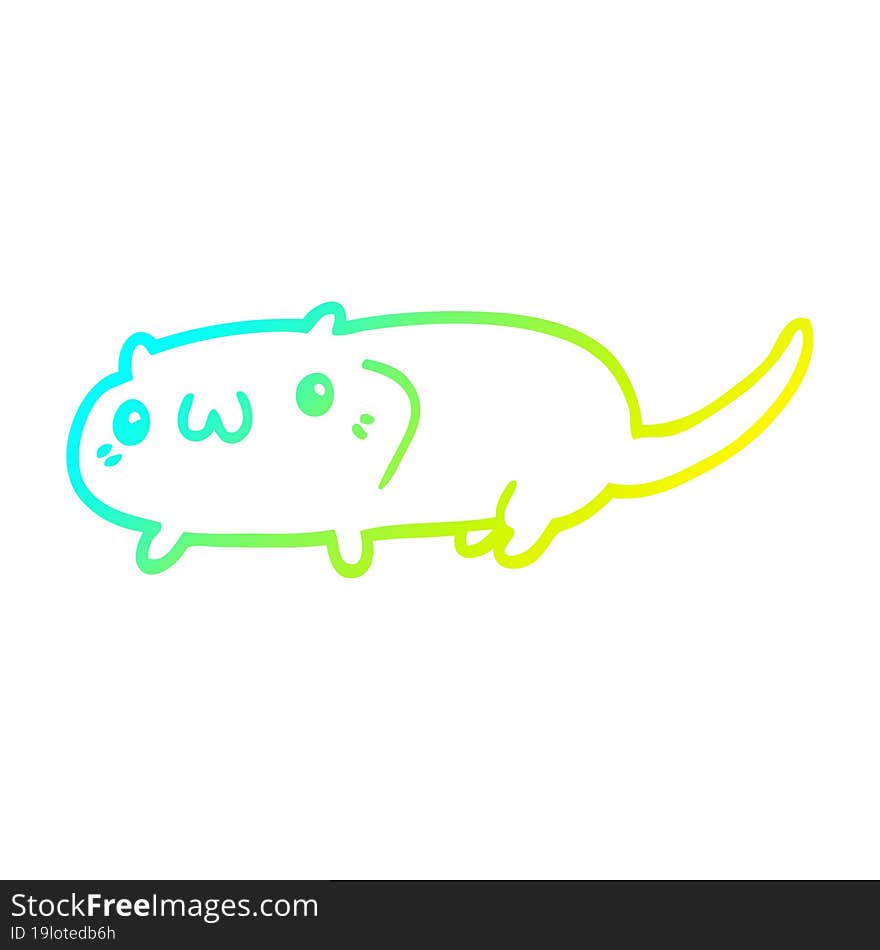 cold gradient line drawing of a cartoon cat