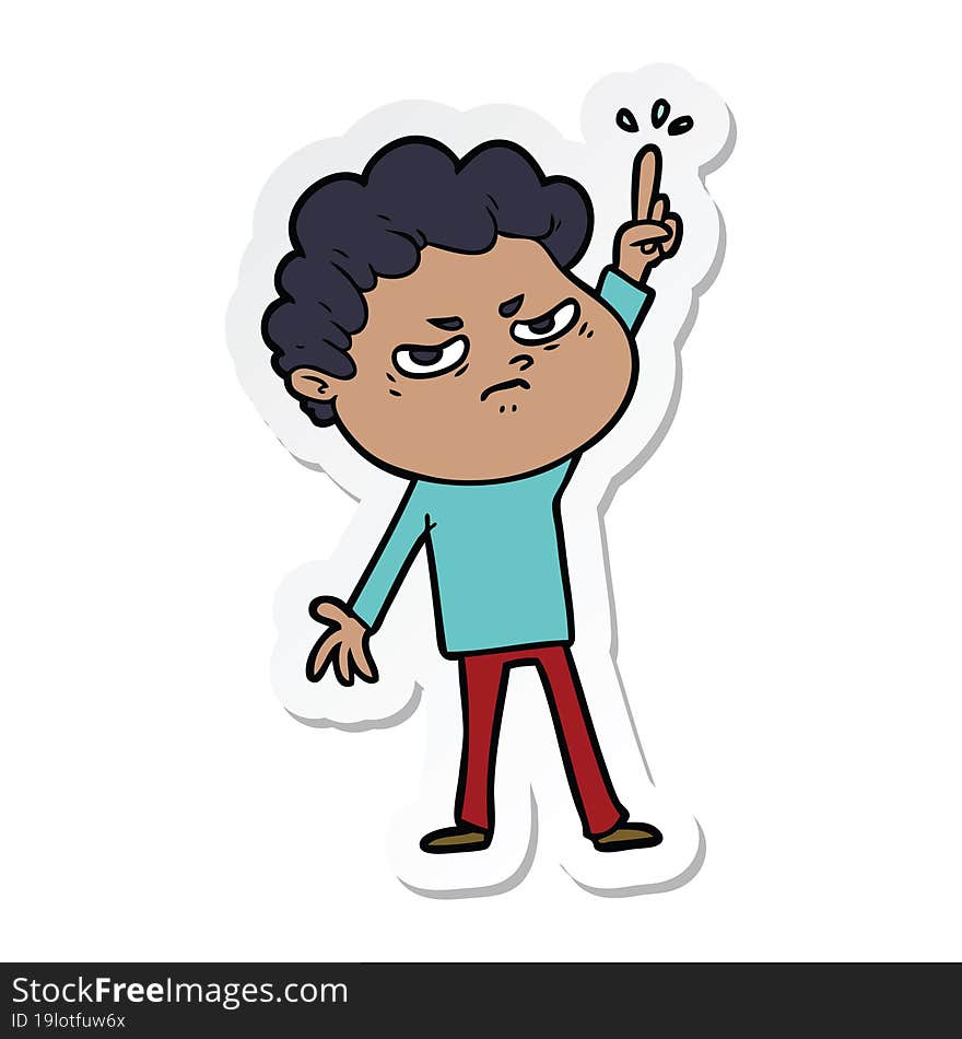 sticker of a cartoon angry man