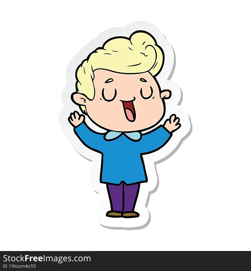 sticker of a happy cartoon man