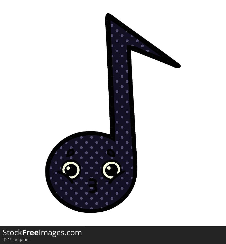 comic book style cartoon of a musical note