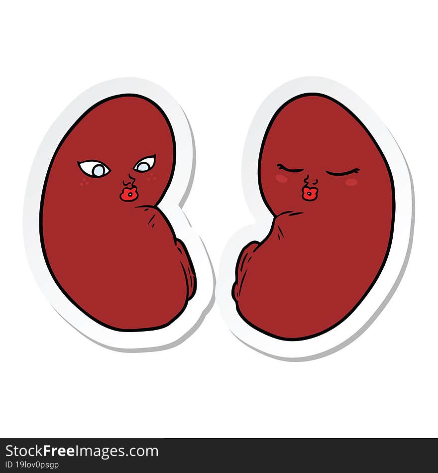 Sticker Of A Cartoon Kidneys