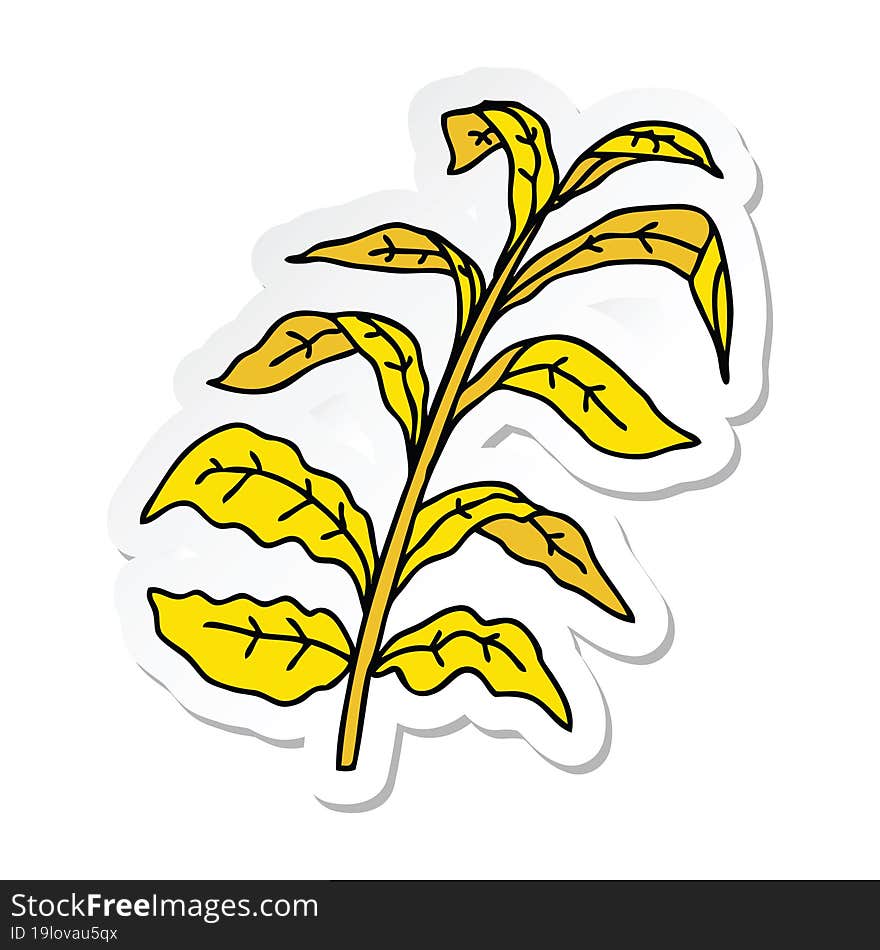 sticker of a quirky hand drawn cartoon corn leaves