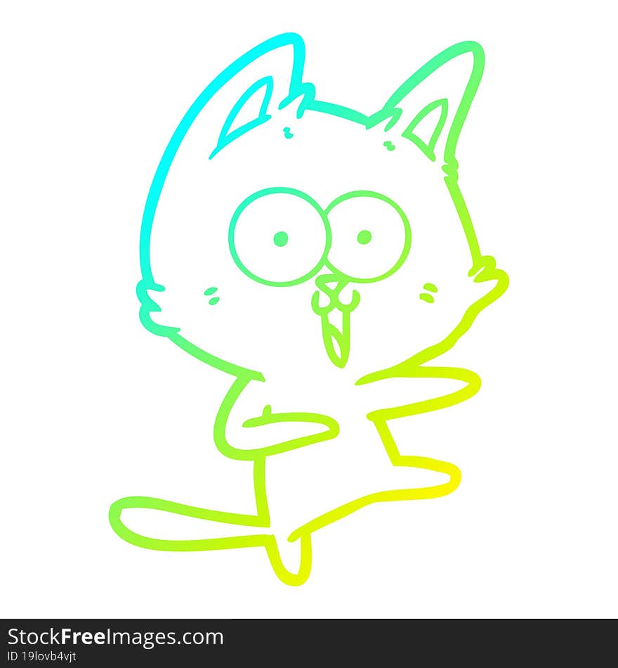 cold gradient line drawing funny cartoon cat