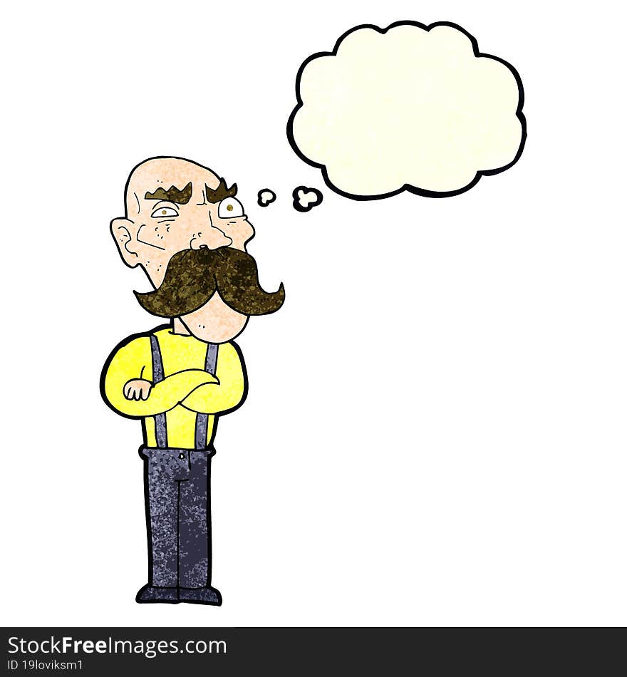 Cartoon Angry Old Man With Thought Bubble