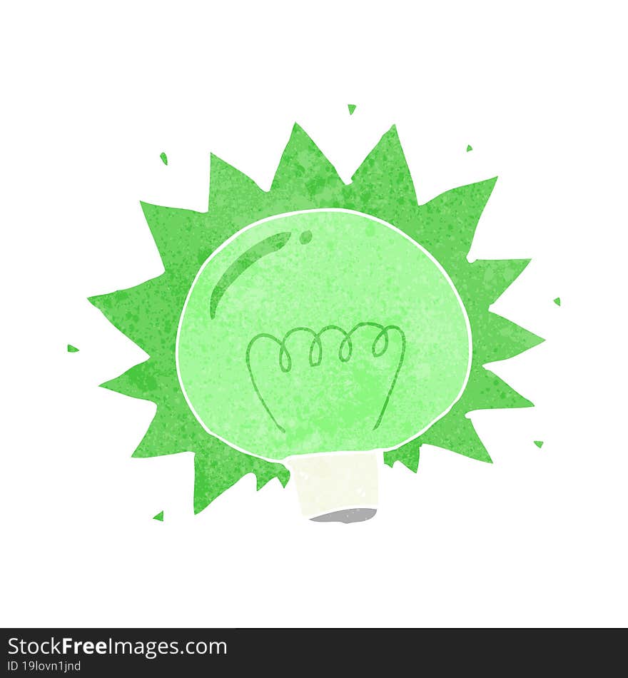 Cartoon Flashing Green Light Bulb