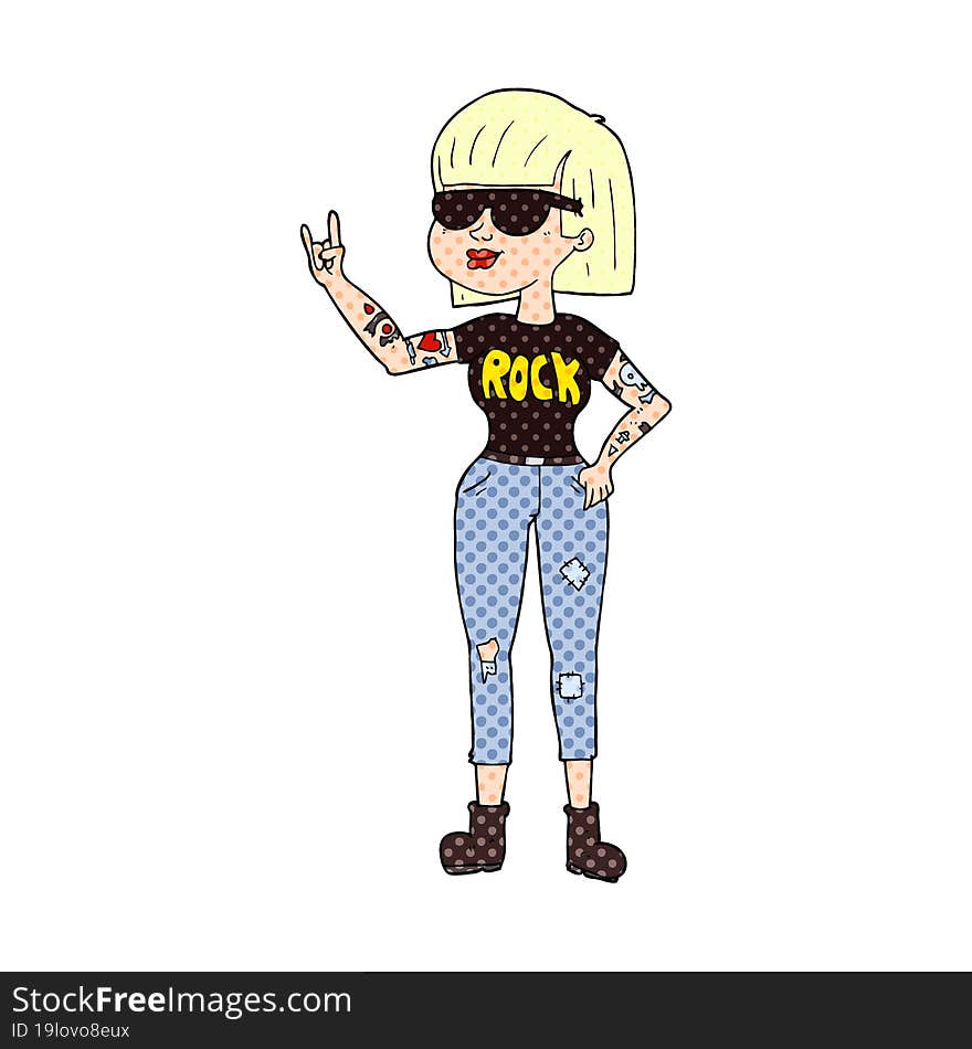 freehand drawn cartoon rock woman