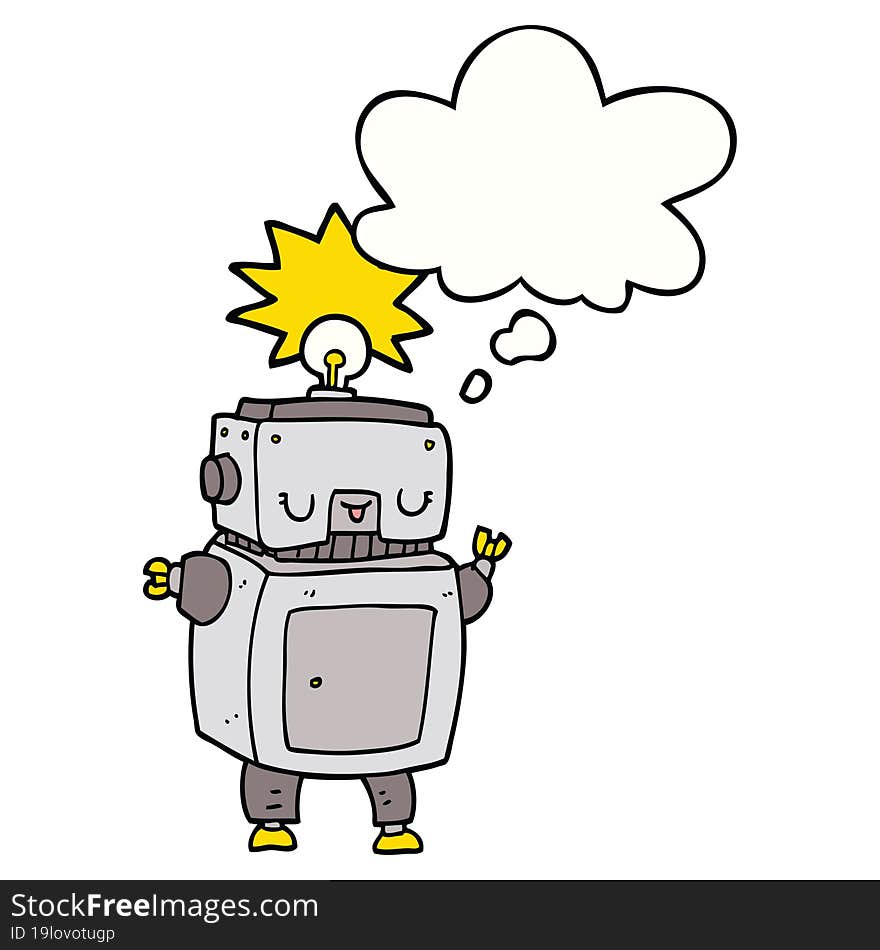 cartoon robot and thought bubble