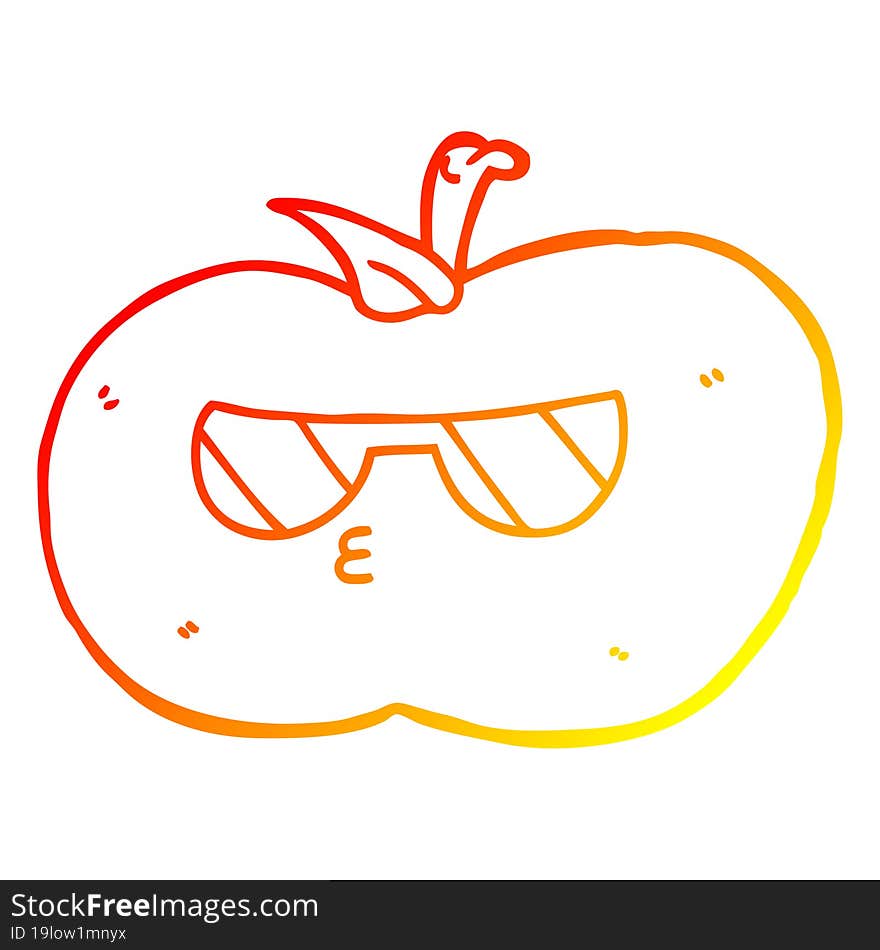 Warm Gradient Line Drawing Cartoon Cool Apple