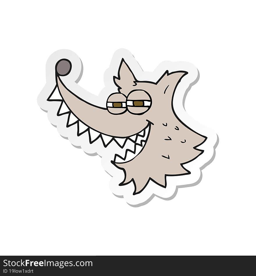 Sticker Of A Cartoon Crazy Wolf