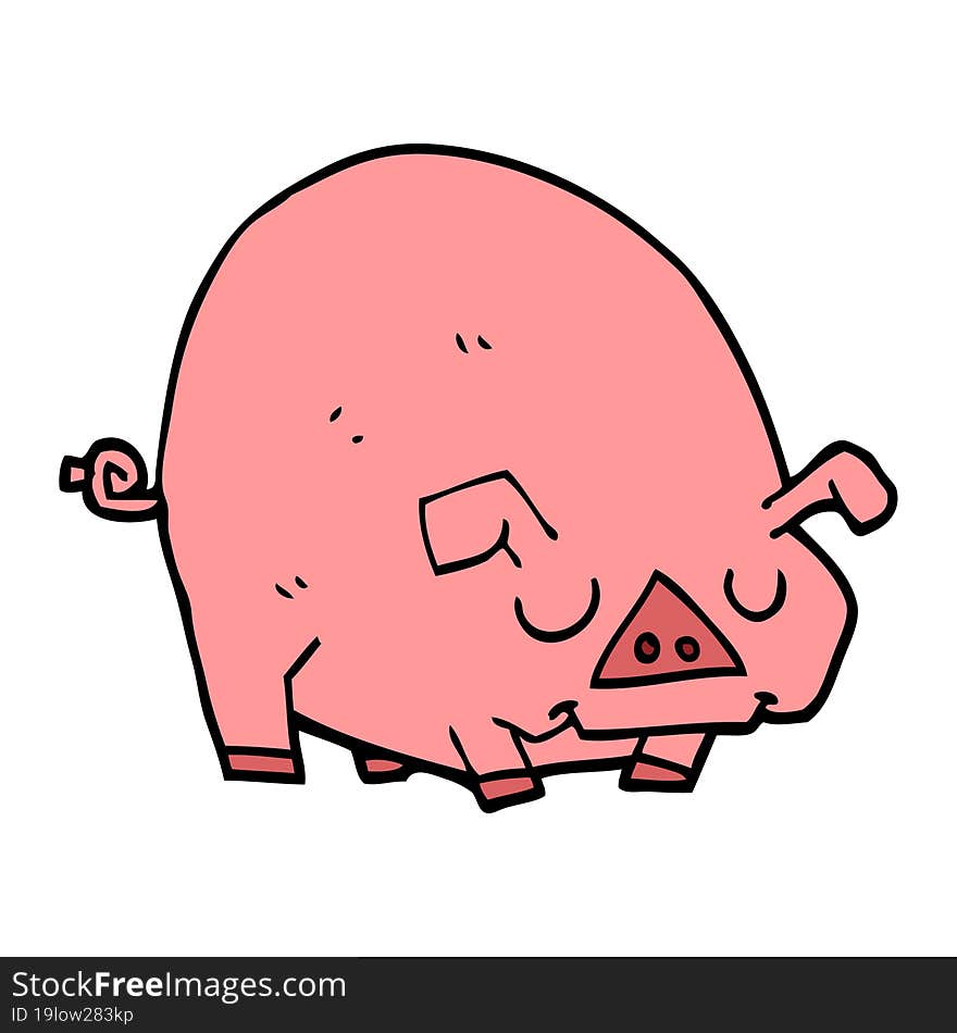 cartoon doodle fat pig