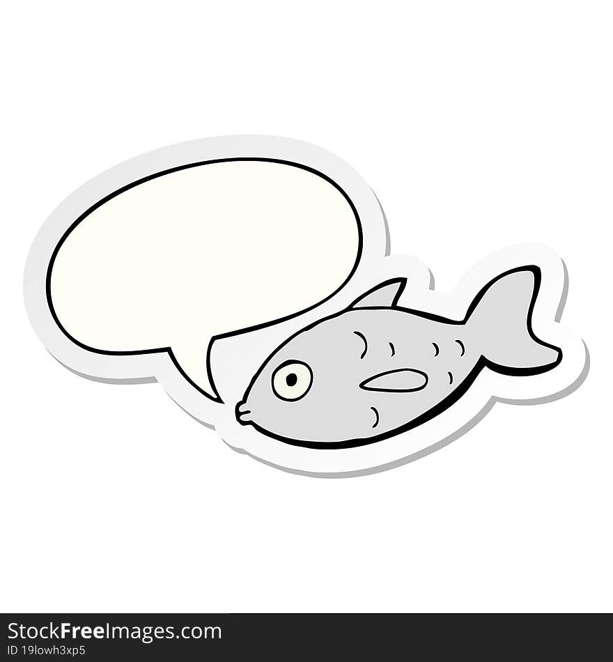 cartoon fish and speech bubble sticker