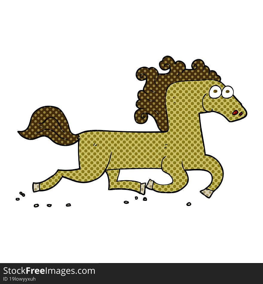 freehand drawn cartoon running horse