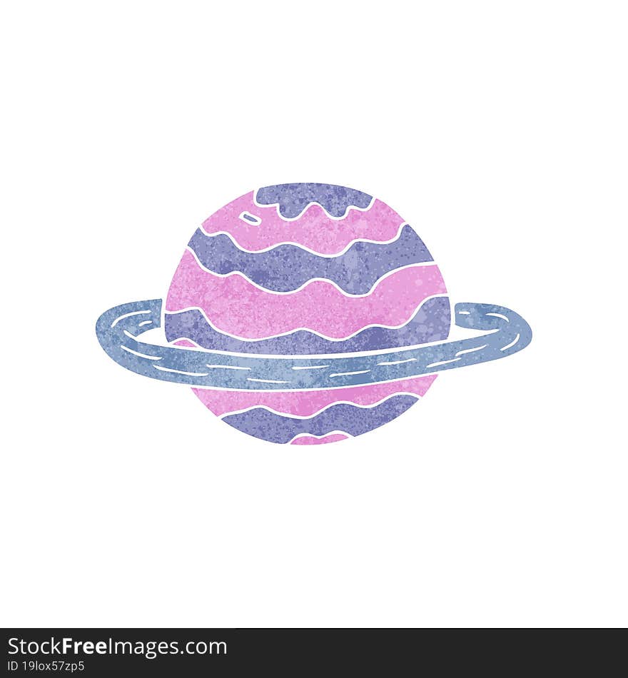 freehand retro cartoon alien planet