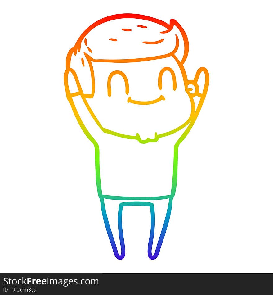 Rainbow Gradient Line Drawing Cartoon Friendly Man