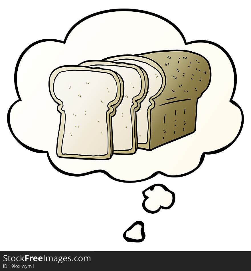 cartoon sliced bread and thought bubble in smooth gradient style