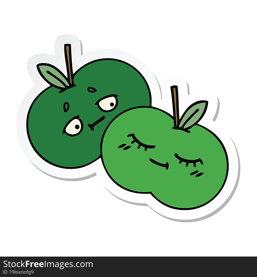 sticker of a cute cartoon apples