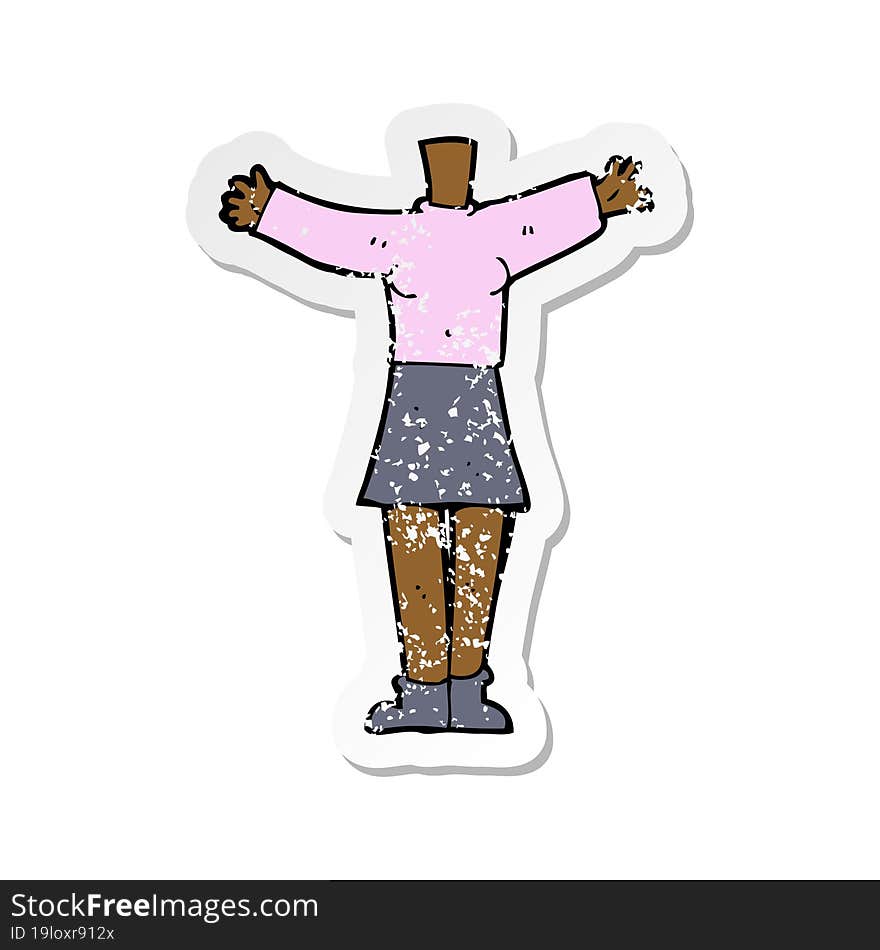 retro distressed sticker of a cartoon female body