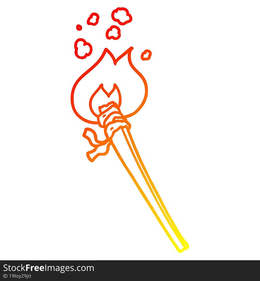 warm gradient line drawing cartoon burning torch