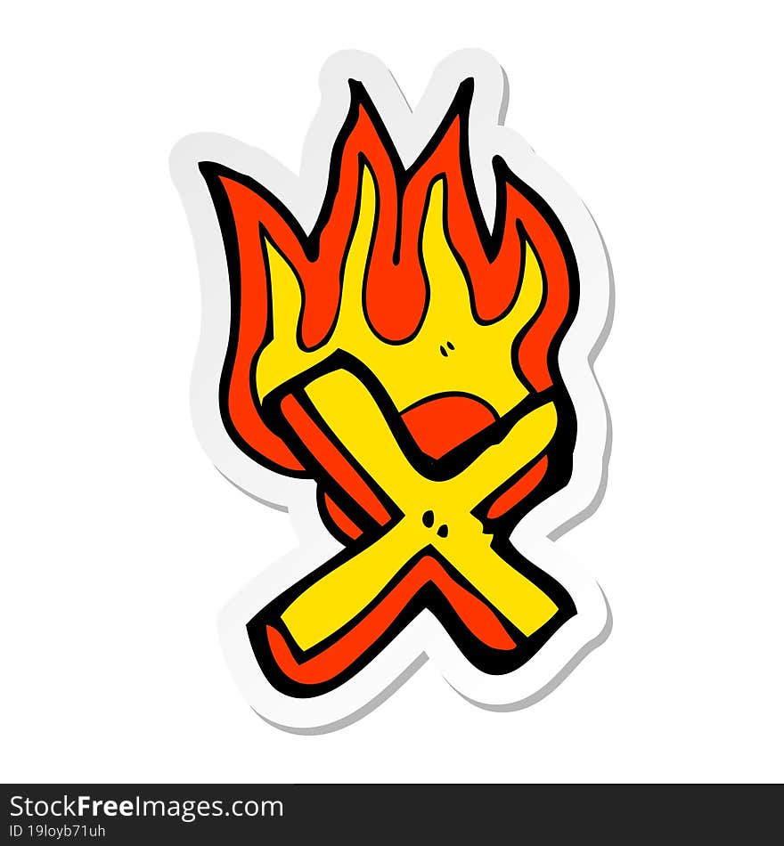 sticker of a cartoon flaming letter