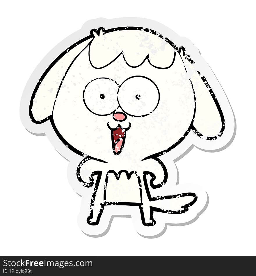 Distressed Sticker Of A Cute Cartoon Dog