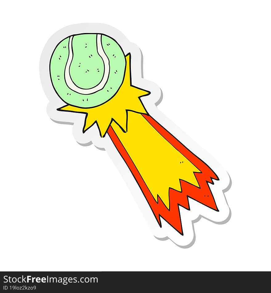 Sticker Of A Cartoon Tennis Ball Serve