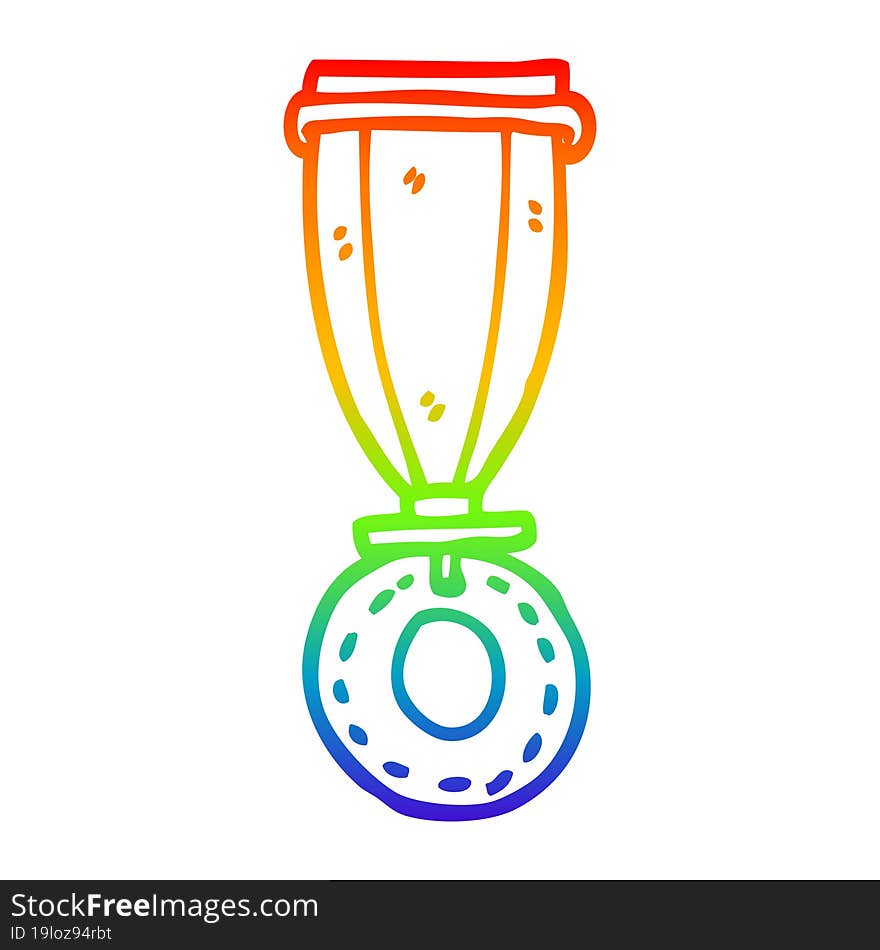 Rainbow Gradient Line Drawing Cartoon Medal