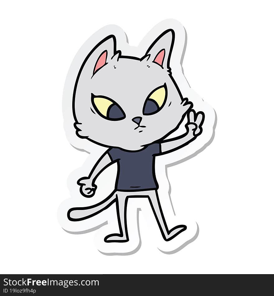 Sticker Of A Confused Cartoon Cat