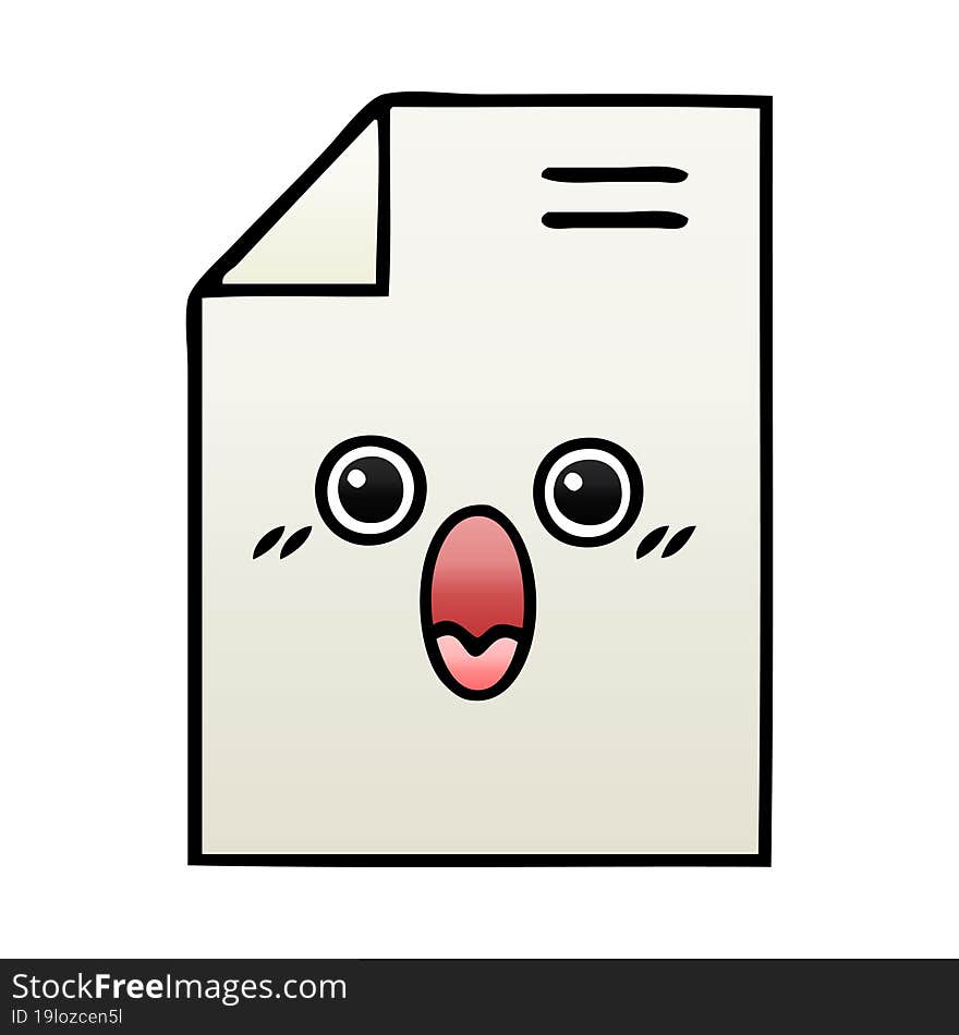 gradient shaded cartoon of a shocked paper document