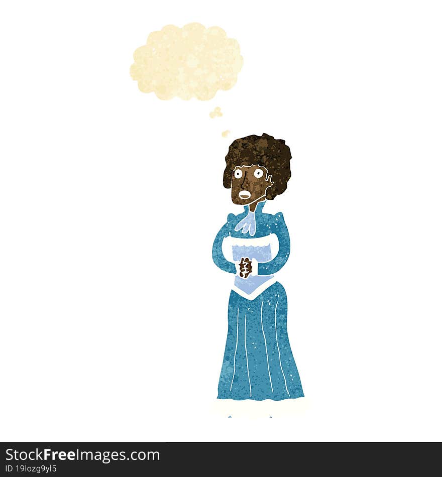 Cartoon Shocked Victorian Woman With Thought Bubble