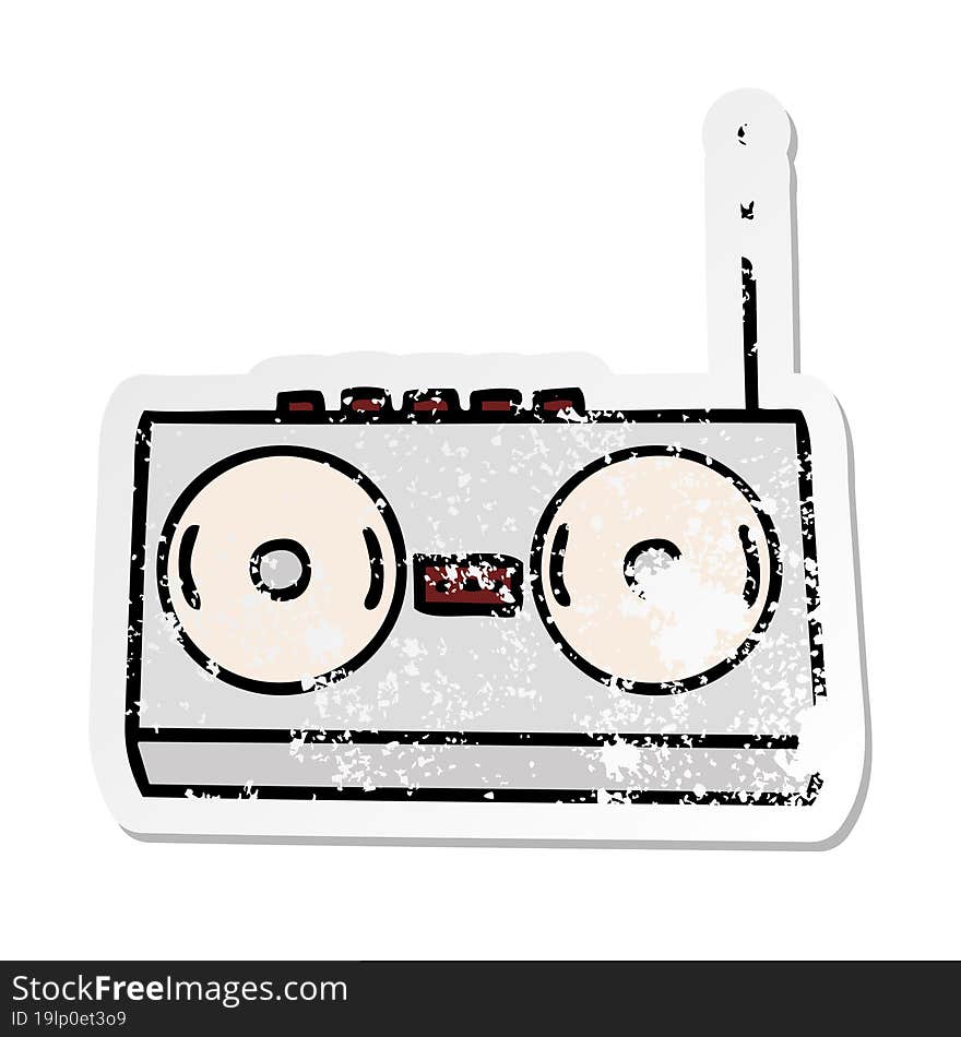 distressed sticker of a cute cartoon retro radio