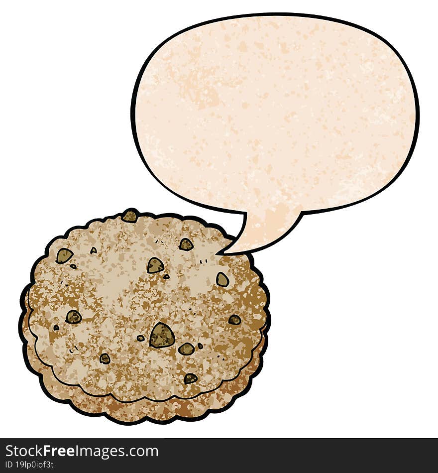 Cartoon Biscuit And Speech Bubble In Retro Texture Style