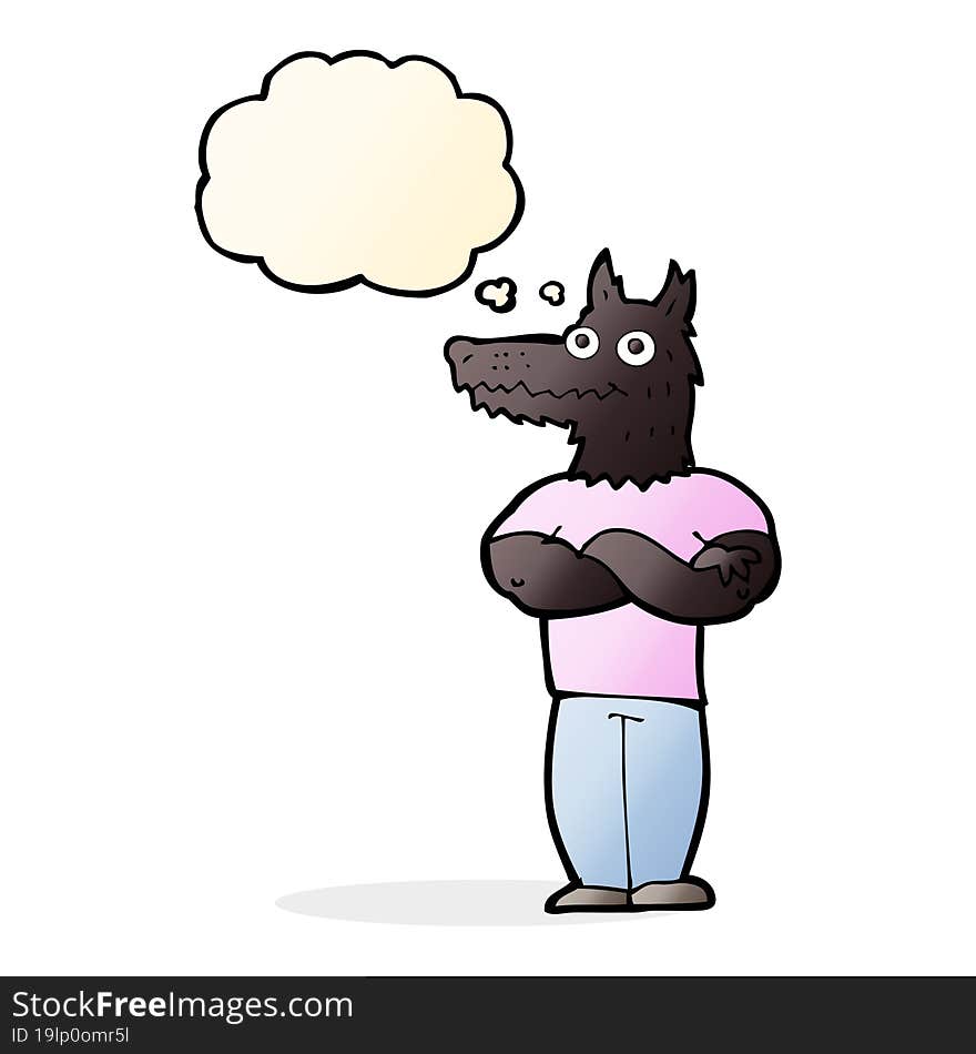 cartoon werewolf with thought bubble